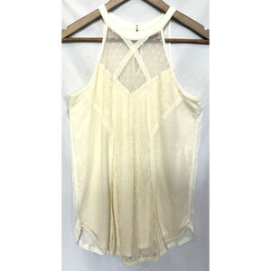 Daytrip Feminine Coquette Floral Lace Sleeveless Top Womens Size S Embroidered